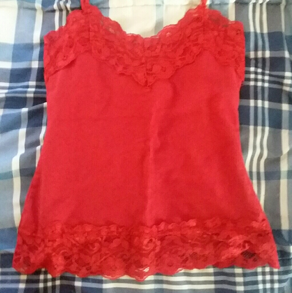 Red lace tank